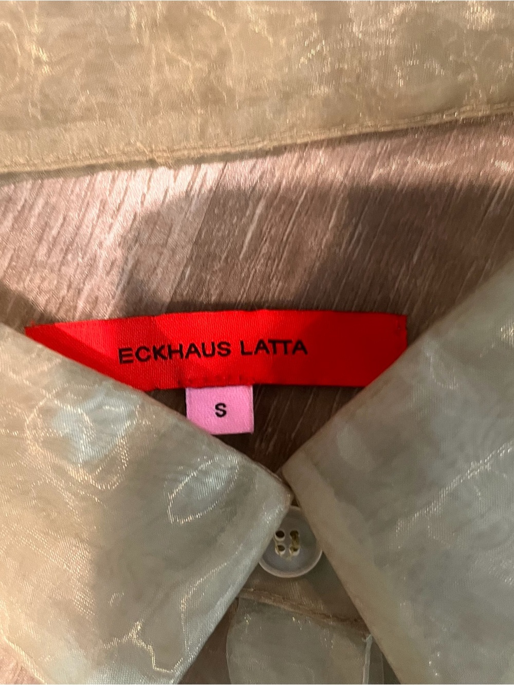 Eckhaus Latta SS18 float blouse made of sheer synthetic organza Sz S - Picture 6 of 10